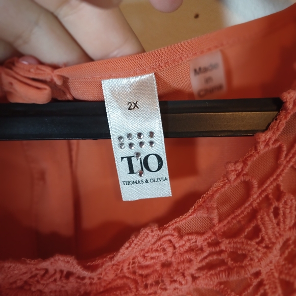 Olivia Women's Pullover Tank Top Orange Plus Sz 2X Boho Fairy Cottagecore Flowy - Picture 5 of 9